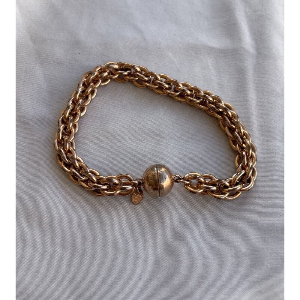 Vintage Milor Italy Bronze Link Magnetic Close Bracelet Women’s Sz 8”
